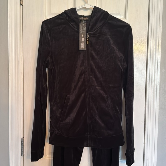 Bus Stop Los Angeles velour black track suit NWT S - Picture 2 of 13